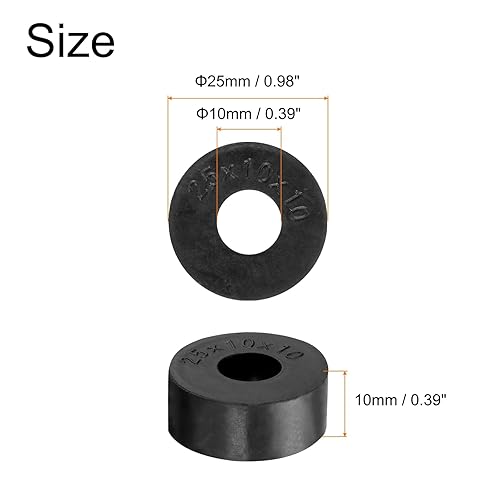12pz Distanziali Gomma 25mm OD, 10mm ID, 10mm Altezza Distanziatore Rotondo Antivibrazioni Boccola Anelli Tenuta Rondelle Spessa per Accessori Auto Domestici - Honorern