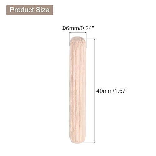 50pz Legno Tasselli Perni 6 X 40mm (0.24 X 1.57 Pollici) Legno Tasselli Barre Scanalate Tasselli Giunti per Scanalati Lavorazione Legno Mobili Artigianato - Honorern