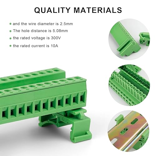 Set Connettore per Morsettiera, 14 Pin Terminale Plug-in, Diametro Filo 2,5mm, Con Guida DIN 20 cm, Adatto per Collegamento Elettrico, Conversione Circuito - Honorern