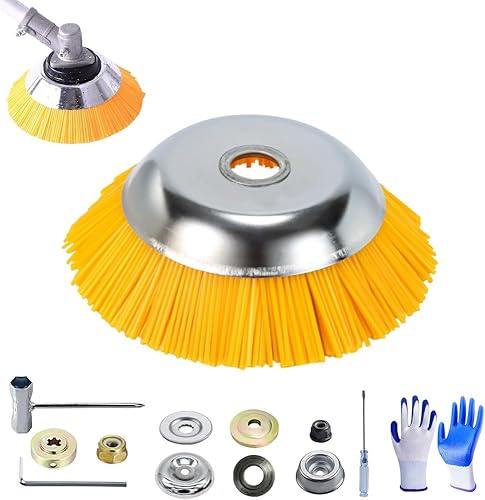 Spazzola per Decespugliatore, 200 x 25 mm Testina Decespugliatore in Nylon, Spazzola per Erbacce per Rimozione di Muschio - Honorern