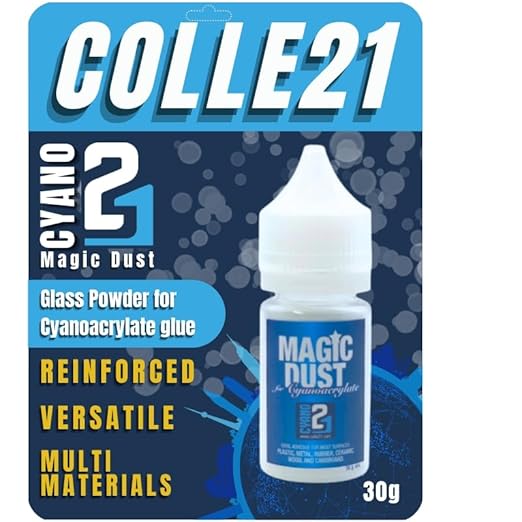 Polvere di Vetro MAGICDUST21 by Super Colla ciano COLLE21. per Colla Cianoacrilato, flacone di 30 gr. - Honorern