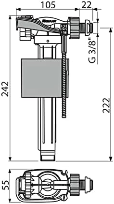 A160P-3/8 - Valvola di riempimento universale per WC, valvola a galleggiante di ingresso laterale 3/8' - Honorern