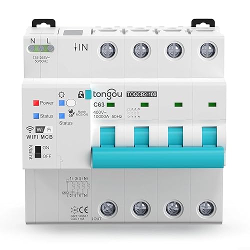 Interruttore automatico WiFi, per Tuya MCB WIFI APP Controllo interruttori automatici di misurazione trifase per Smart Life Timer Controllo remoto Wireless - Honorern