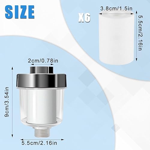 Filtro Anticalcare Doccia Universale Filtro Doccia Filtro Acqua Doccia con 6 Cartucce Filtranti può Filtrare Efficacemente le Impurità Nell'acqua Filtro per Rubinetti o Doccia - Honorern