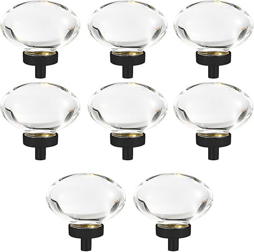 4 pomelli rotondi in cristallo trasparente, 45 mm, base in lega di zinco, finitura lucida - Honorern