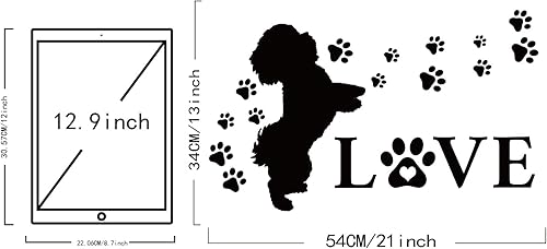 Adesivi Murali Dog Paw Print Love Vinyl Adesivi Da Parete Lettering InteressanteAdesivo Muro Decorativo per Amante Dei Cani Soggiorno Camera Da Letto Stickers Murali Decorazion 54x34cm - Honorern