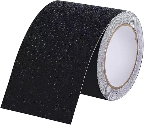 Nastro adesivo antiscivolo con autoadesiva, per gradini di scale, nastro adesivo antiscivolo (10 cm x 5 m, nero) - Honorern