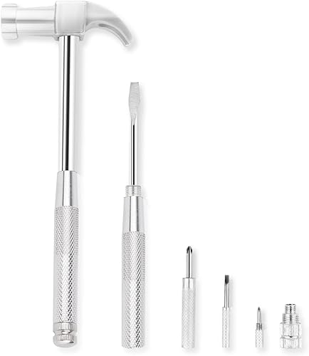 6 in 1 Hammer & Screwdriver Tool Multitool Set Claw Hammer con impugnatura antiscivolo Slotted/Flat Head Phillips Screwdriver Nail Puller Miglior regalo per amici di famiglia colleghi (giallo) - Honorern
