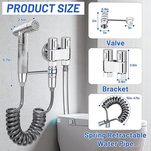 Doccetta per Bidet, Spruzzatore del Bidet per la Toilette, Bobina in Ottone,Kit Doccetta Incasso per WC, con Supporto e Flessibile,Acqua Fredda, Cromo - Honorern