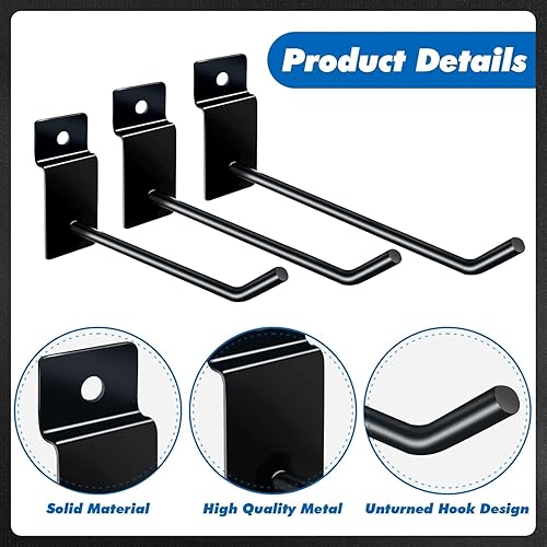 24 ganci resistenti per pannelli forati, 10 cm, 15 cm, 20 cm, staffe per mensole in acciaio, ganci per pannelli forati, per garage, negozi, negozi e negozi (nero, 3 dimensioni) - Honorern