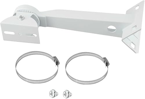 Angolo di montaggio per telecamera con montaggio su palo, staffa di montaggio per palo della fotocamera, montaggio angolare con 2 anelli regolabili per telecamere CCTV, bianco - Honorern