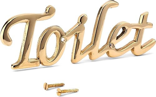 NKlaus cartello porta wc in ottone e oro cartello wc 15x5cm cartelli decorazione wc 11759 - Honorern