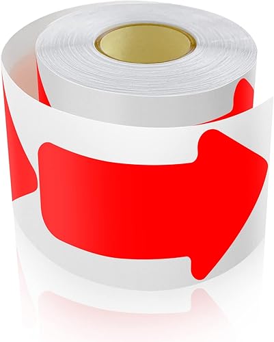 200 adesivi a forma di freccia, 7,6 x 15,2 cm, autoadesivi, resistenti alle intemperie, colore rosso fluorescente - Honorern