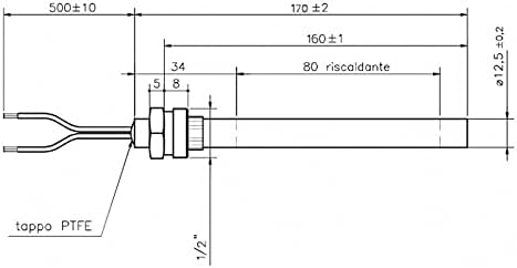 Candeletta Resistenza Accensione D.12,5 - L 170 mm - 350 W, per Stufa a pellet PALAZZETTI ref. 892605960 - Honorern