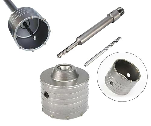 Fresa A Tazza Carotatrice 50mm Con Codolo SDS Plus 11cm Per Cemento, Mattoni, Pietra Muro + Adattatore SDS PLUS + Punta Centraggio 8x110 mm (50 mm) - Honorern