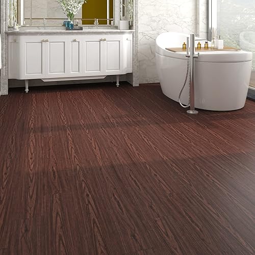 Livelynine Pavimento PVC Adesivo Effetto Legno Parquet Adesivo Pavimento 16 Piastrelle Adesive Cucina Legno Rosse 90x15cm Rivestimento Parete Adesivo Legno Lavabile Carta da Parati Adesiva Muro Bagno - Honorern