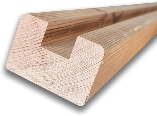 Cornice terminale legno di pino nordico 60x43 mm a U 20x16 mm per tamponamento perline - lunghezza 200 cm - piallato e bordato (200 cm) - Honorern