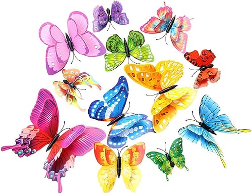24 Pezzi Farfalle 3D Doppio Strato Decorazioni Parete Con Magneti Festa Compleanno Camera Letto Casa Adesivi Parete Farfalla Decorazioni Torte (Vari Colori) - Honorern