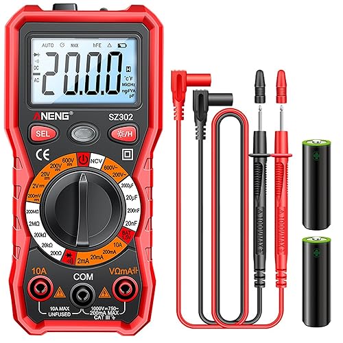 Misuratori multimetro digitale: 2000 conteggi voltmetro voltmetro con retroilluminazione per misurare la tensione AC/DC corrente resistenza capacità rilevamento NCV - Honorern