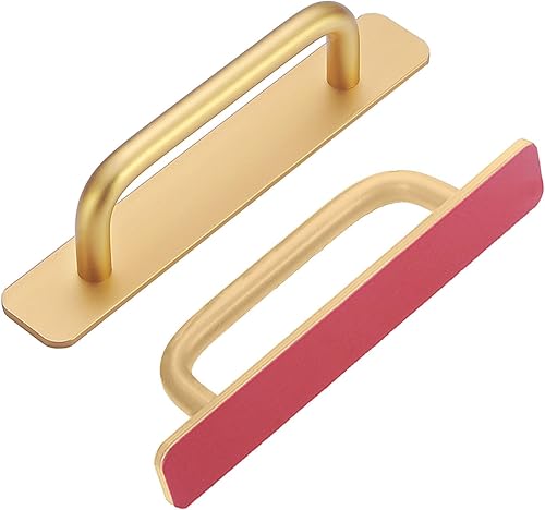 Geoyien Maniglie per mobili, maniglie armadio, 2 maniglie per mobili da cucina, nessuna necessità di perforazione, utilizzato per cucina camera da letto mobili da bagno ufficio (148mm, Oro) - Honorern