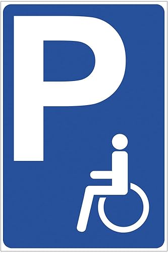 Cartello 'Parcheggio per disabili' in alluminio / Dibond 200 x 300 mm - 3 mm di spessore - Honorern