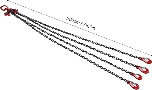 Imbracature a Catena a 4 Vie in Acciaio Legato, Imbracatura a Catena a 4 Gambe con Gancio per Imbracatura Imbracatura a Catena di Sollevamento Regolabile per Miniere Porti - Honorern