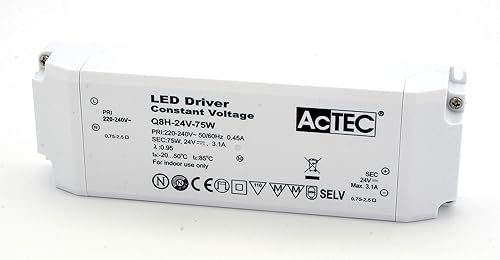 ALIMENTATORE TRASFORMATORE PER LED ACTEC CON MORSETTIERA CV MODE 24 V 75 WATT TENSIONE COSTANTE - Honorern