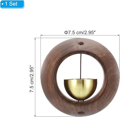 Campanello Negozianti, Campanello Porta Legno con Campanelli Appesi Magnetici Metallo Adesivo per Apertura Porta Attività Commerciali Ingresso Decorazione, Marrone, Rotondo - Honorern