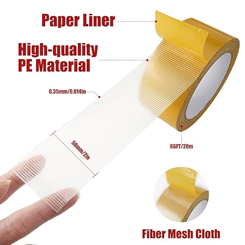 Nastro Adesivo per Moquette, 20m x 50mm Biadesivo per Muro per Moquette Extra Forte, Alta Resistenza, Senza Residui, Nastro Biadesivo in Tessuto per La Posa di Moquette, Rivestimenti per Pavimenti - Honorern