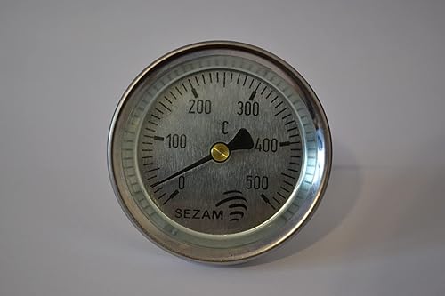 Termometro per porte della stufa a legna, scala da 0 a 500 °C, diametro sfera 63 mm, guaina da 50 mm - Honorern