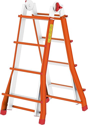 Colombo Scala a Filo telescopica Acciaio 5+5 gradini | Scala Telescopica in Acciaio Altezza 4,6mt, snodo Semi-Automatico, Piedini Antiscivolo - Honorern