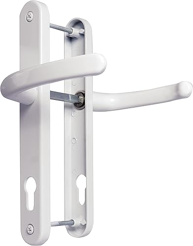 UPVC Maniglia per porta WhiteLever/Lever92mm PZ (centri) 210mm Vite a vite Piastra di supporto 242mm x 34mmUPVC Maniglia per porta esterna Maniglia bianca di ricambio UPVC, bianco, nero (21592WH) - Honorern