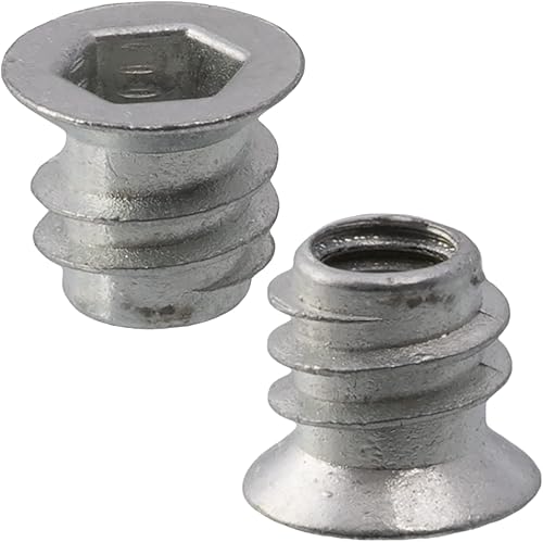 C65789 - Set di 50 dadi inserti esagonale M6x8mm cavi - lunghezza 10mm - bussola per avvitare - raccordo per montaggio mobili - armadio cassettiera - in acciaio - Honorern