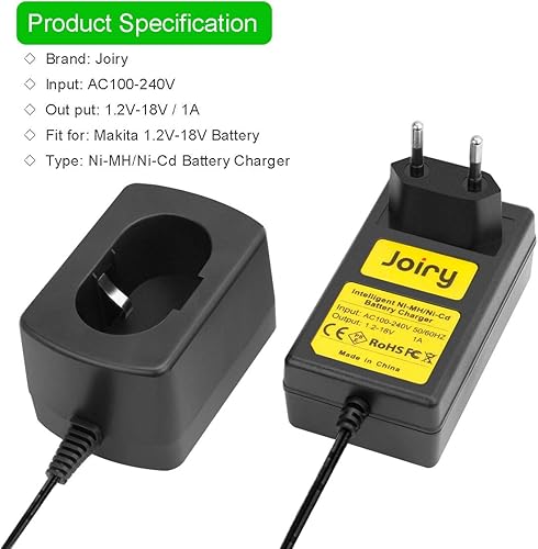 Joiry 1.2V-18V Caricabatterie per Makita 7.2V 9.6V 12V 14.4V 18V Ni-MH/Ni-Cd Batteria (NON per Li-ion Batteria) - Honorern