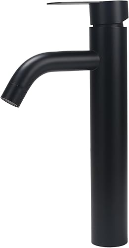 Rubinetto per lavabo alto Rubinetto Bagno Nero Rubinetto Lavabo Monocomando in Acciaio Inossidabile Miscelatore per Bagno Controllo Acqua Calda e Fredda per Alto Rubinetti Lavabo Cromo - Honorern