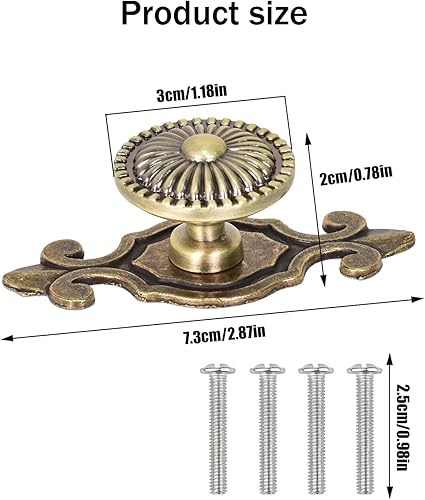 4 Pezzi Pomelli in Bronzo Antico per Armadietti, Pomello per Mobili Vintage da 30mm, Maniglie Antiche per Cassetti, Pomelli Cassetti Rotondi con Viti 2.5cm per Armadio, Cassetto - Honorern