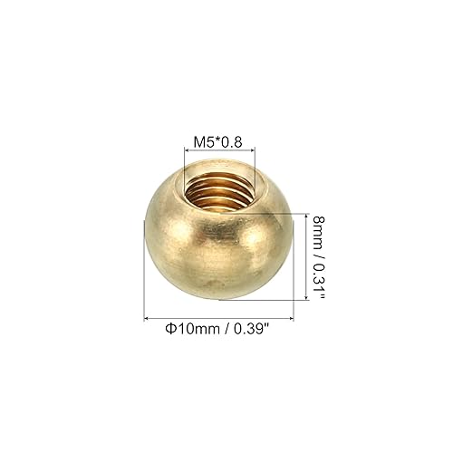 M5x0.8 Filettatura Tappo Dadi Manopola 20 Pacco Ottone Sfera Lampada Decorazione Vite Tappi Dado Custodia Dado per Mobili Illuminazione o Fai da Te Progetto 10mm - Honorern