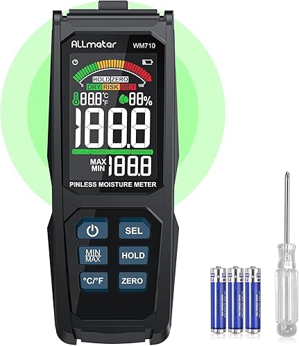 Misuratore Umidità Legno Indicatore di Umidità 20-40mm,Rivelatore Igrometro Umidità Senza Ago con Digitale LCD Allarme per Pareti, Legno, Muratura, Calcestruzzo, Materiali da Costruzione - Honorern