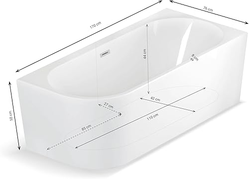 CAPRI DROITE - Vasca freestanding a parete Destra L 170 x l 76 cm - Honorern