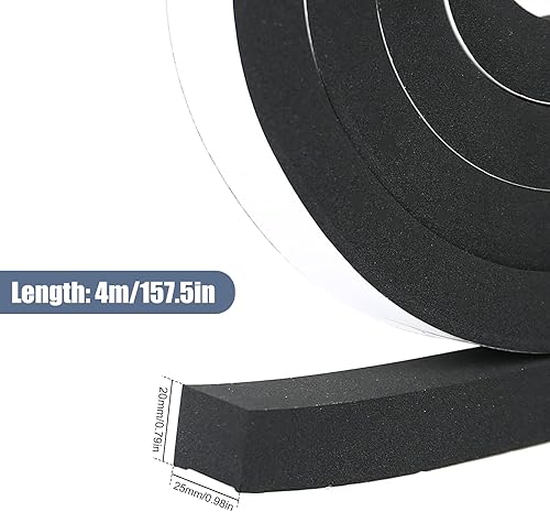 Nastro sigillante autoadesivo per porte e finestre, in gommapiuma, 25 mm (larghezza) x 20 mm (D), guarnizione in gomma per collisione, isolamento acustico - Honorern
