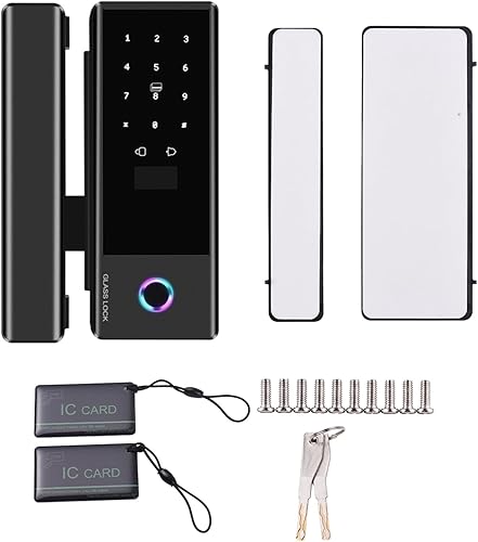 Swokely Smart Lock - Serratura per porta in vetro con telecomando WiFi App TY, password per impronte digitali, scheda IC, direzione del corpo della serratura sostituibile per 10-12 mm di spessore - Honorern