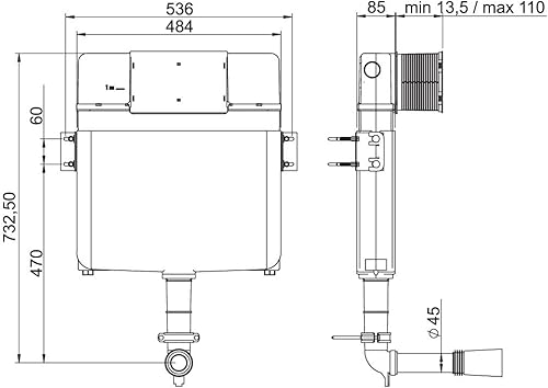 Cassetta da incasso per wc a pavimento - UP 199 SCHWAB - Honorern