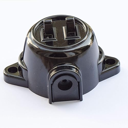 Interruttore a parete doppio supporto di serie, 10 A, 250 V, IP20, effetto bachelite rétro in plastica, colore nero - Honorern