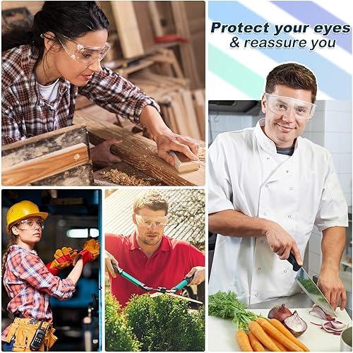 Occhiali Protettivi da Lavoro,Anti-Appannamento e Anti-Graffio Occhiali di Sicurezza Trasparenti per Laboratorio Chimica Esterno e Lavoro Protezione Anti-Urto Antipolvere e Anti-Spruzzo - Honorern