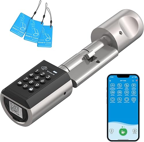 WELOCK Smart Door Lock, serratura senza chiave, Smart Lock per porta anteriore, impermeabile con app e smart card, lunghezza regolabile per porta da 50 a 100 mm - Honorern