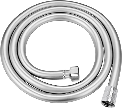 Tubo Doccia Flessibile 1.5m in PVC, Tubo Doccia da Anti Torsione,Flessibile Doccia in PVC,Tubo Doccia di Ricambio ad Alta pressione,Alta Resistenza e Protezione Antitorsione, Argento - Honorern