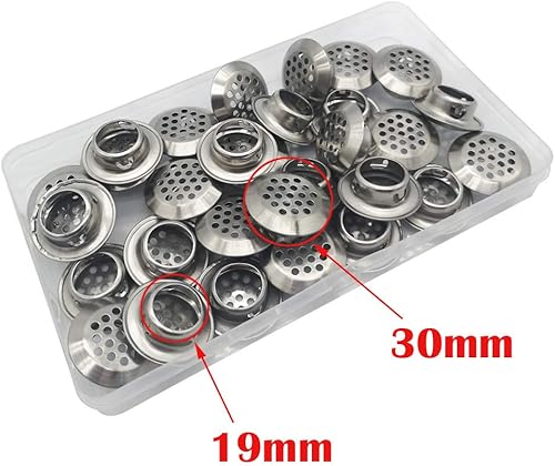 CTRICALVER 19MM Acciaio Inox Rotondo Griglia Di Ventilazione | Griglia di ventilazione Foro per Sfiato | Aria Griglie Di Ventilazione, per Cucina, Armadi, Guardaroba, Scarpe Armadietto,30PCS - Honorern