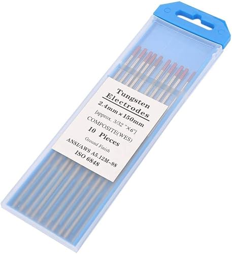 Elettrodi di tungsteno viola, confezione 10 set di elettrodi di tungsteno compositi per saldatura Tig 2.4 × 150mm (WES viola) 10-400A elettrodi di tungsteno per saldatura - Honorern