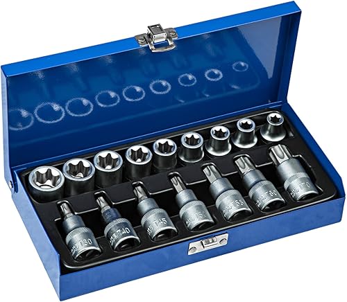 SET KIT CHIAVI A BUSSOLA CASSETTA TORX ESAGONALI INSERTI CHIAVE BUSSOLOTTI 17 PZ - Honorern