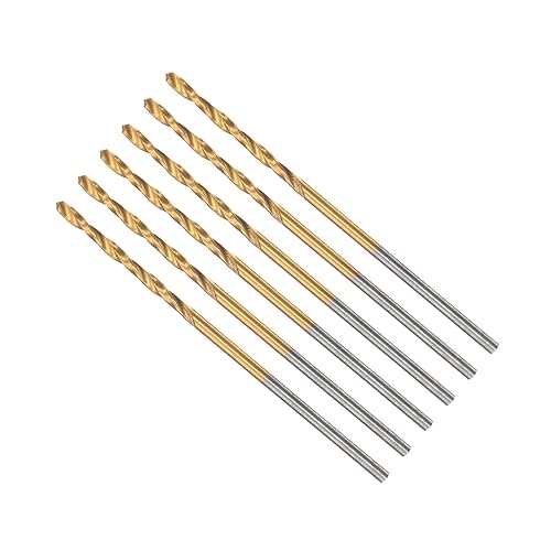 Torsione Trapano Punte, 1.2mm Perforazione Diametro, Titanio Rivestito Alta Velocità Acciaio 6542 Dritto Rotondo Gambo Inossidabile Acciaio Lega Metallo, 6-Pezzi - Honorern